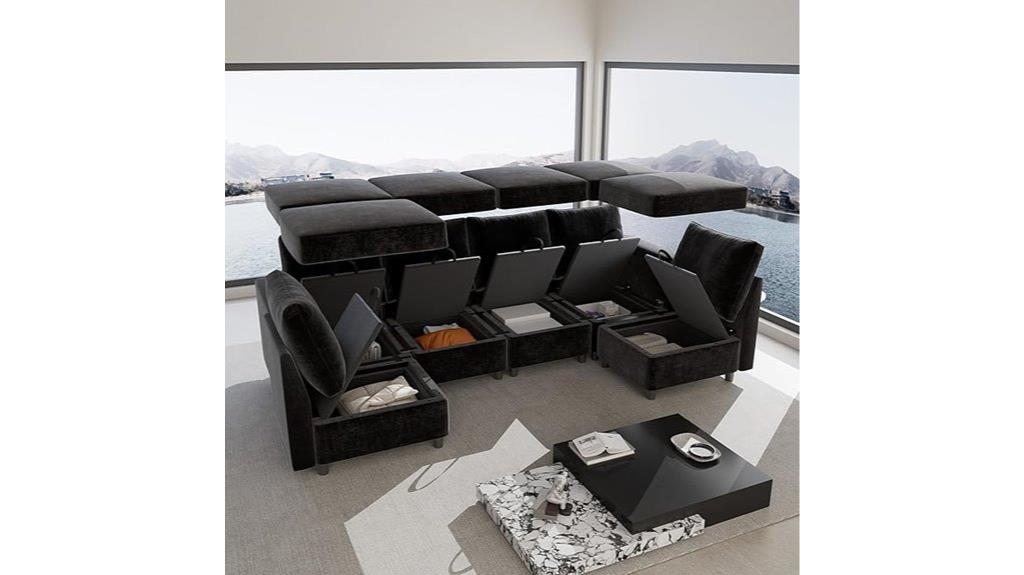 oversized black sectional sofa