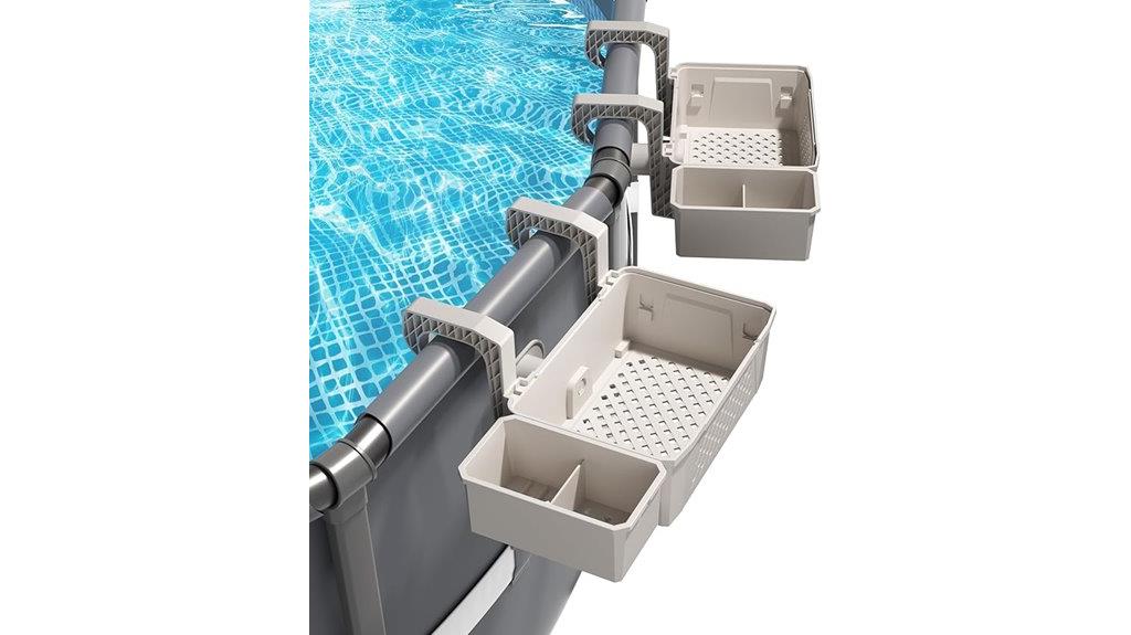 poolside storage with cup holders