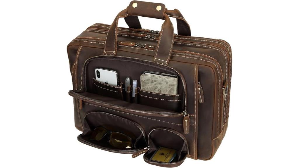 premium leather laptop briefcase