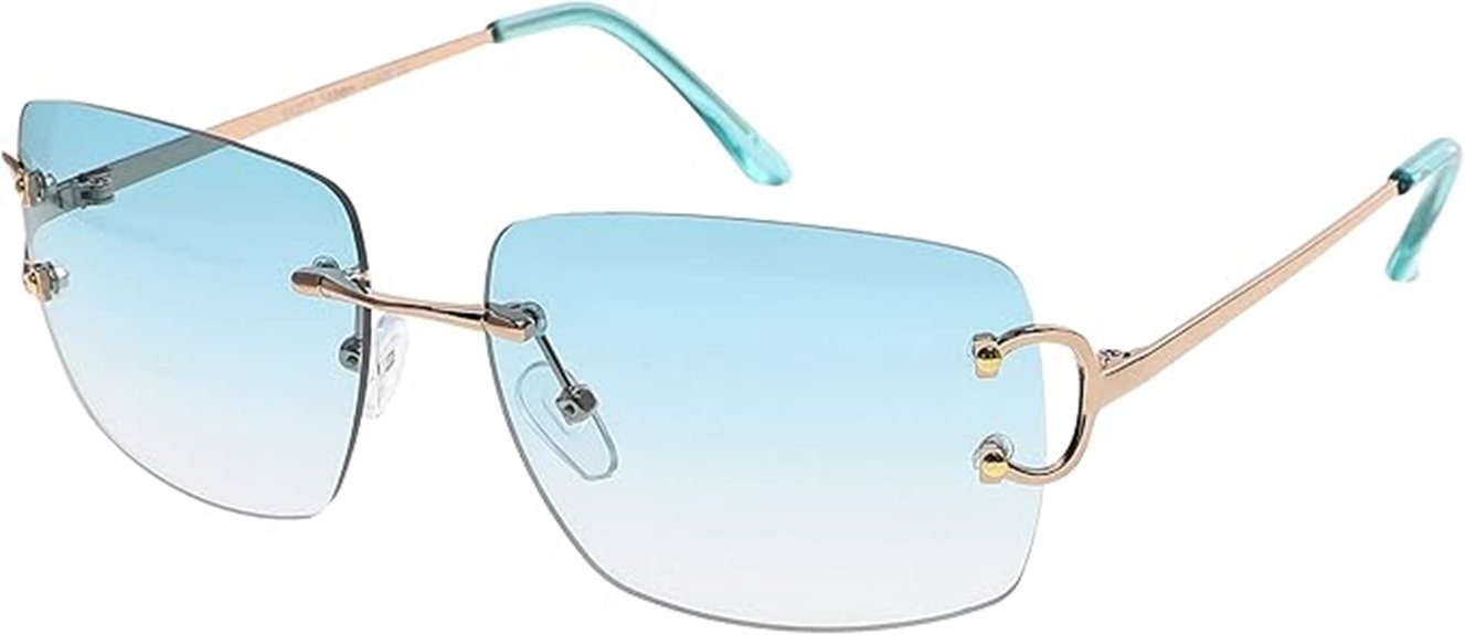retro rimless rectangle sunglasses