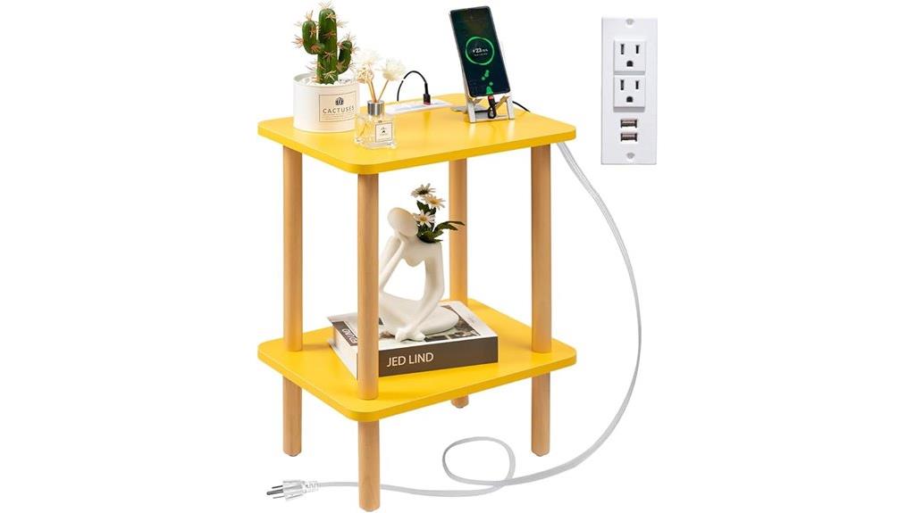 side table with charger