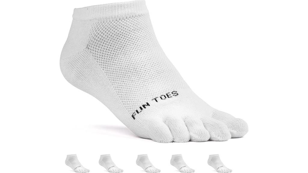 six pairs toe socks