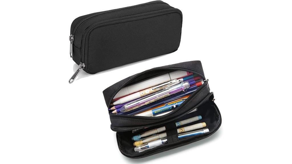 spacious black pencil case