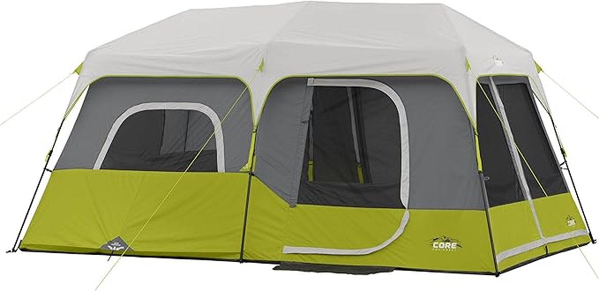 spacious green cabin tent