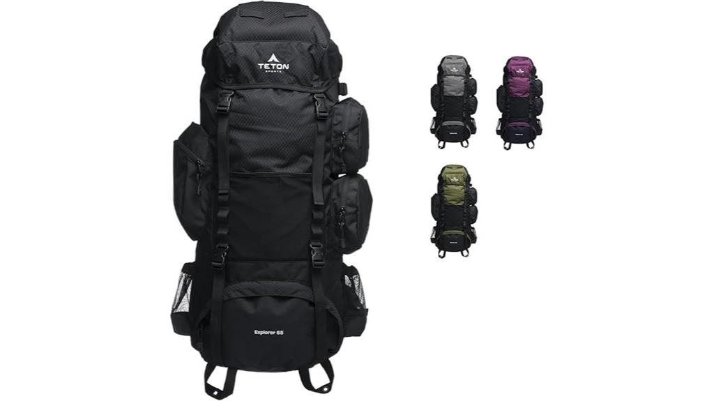 spacious internal frame backpack