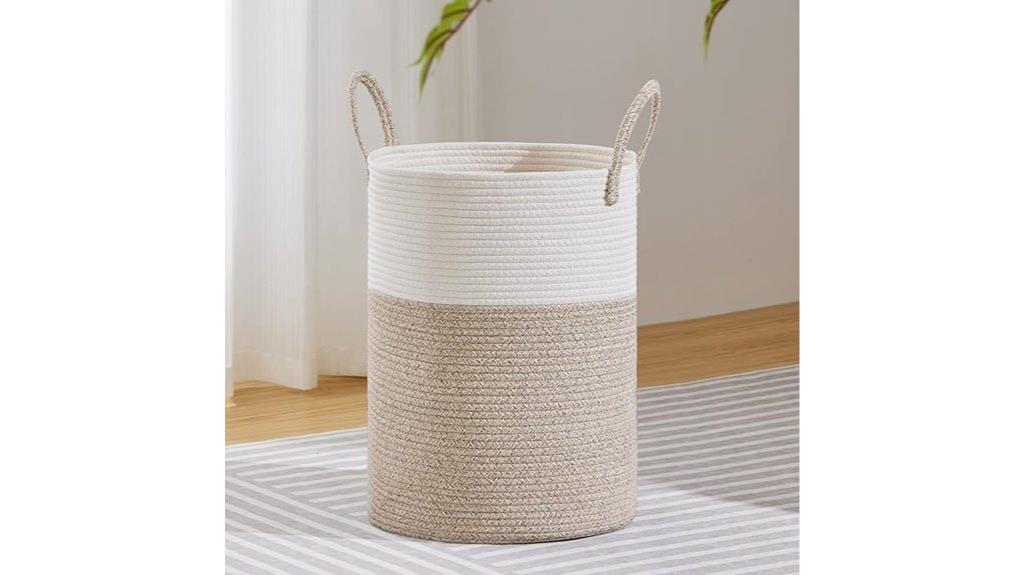 spacious woven laundry hamper