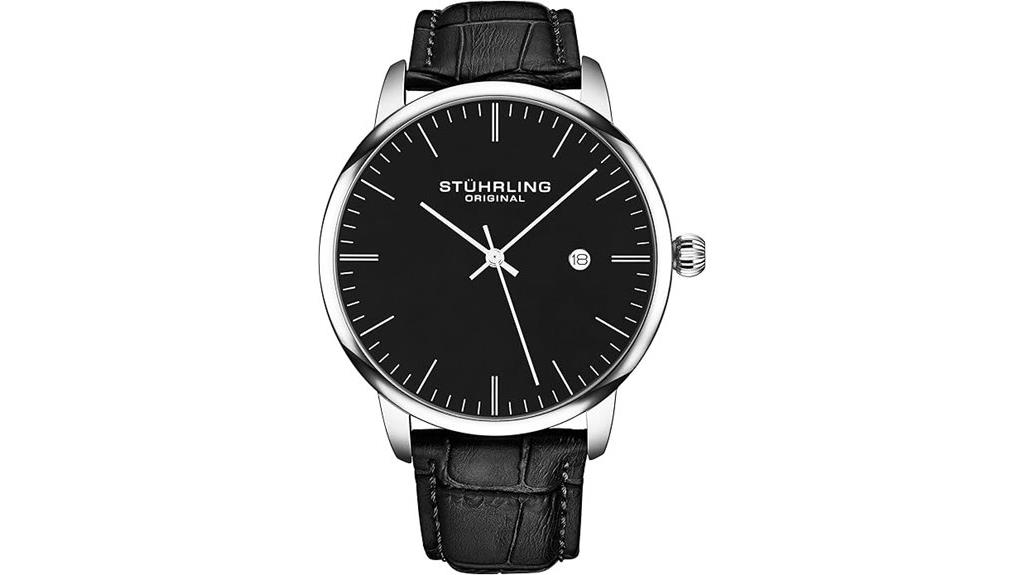 stylish black leather watch