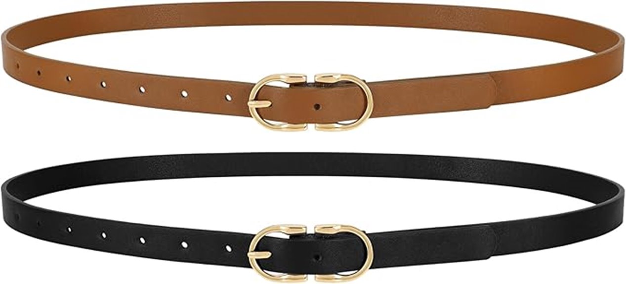 thin leather belts women