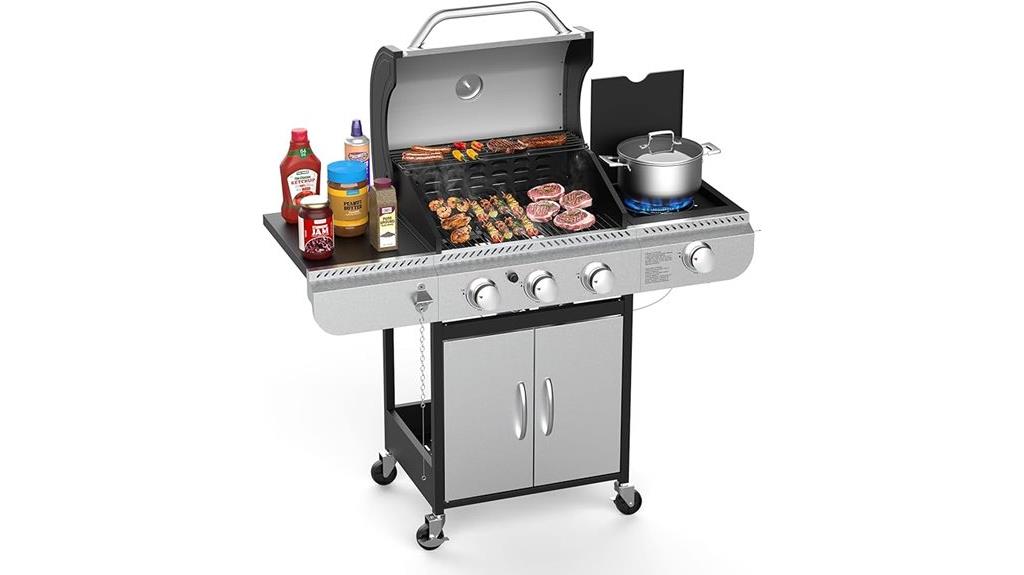 three burner grill setup