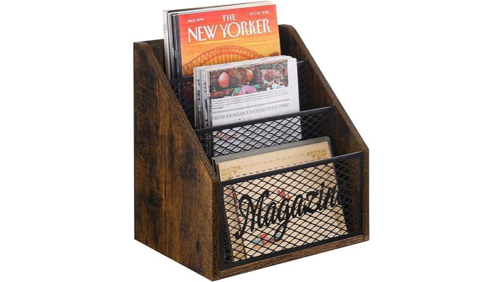 three tier magazine holder