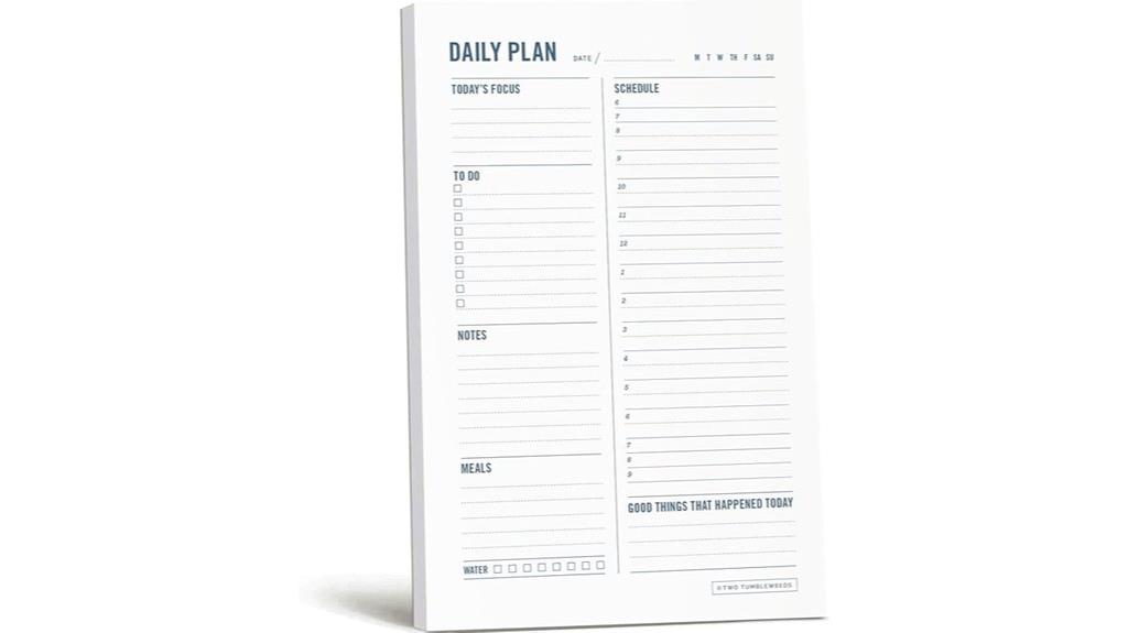 undated planner notepad sheets