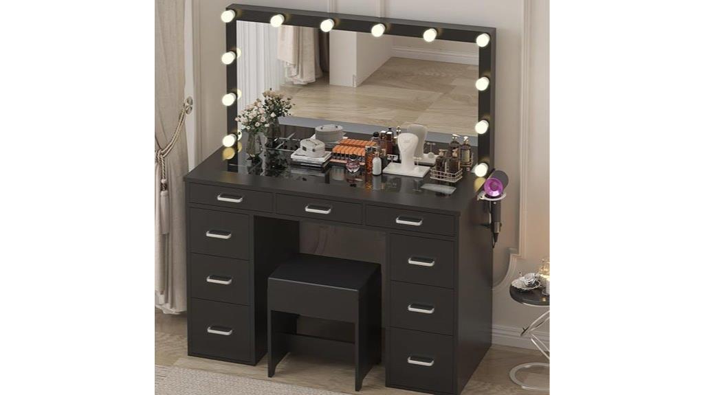 vanity makeup desk with lights