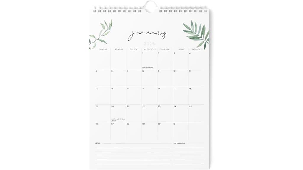 vertical 2025 wall calendar