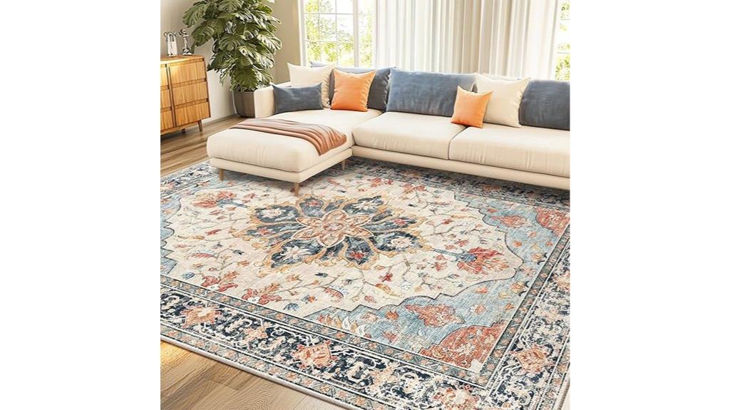washable non slip floral rug