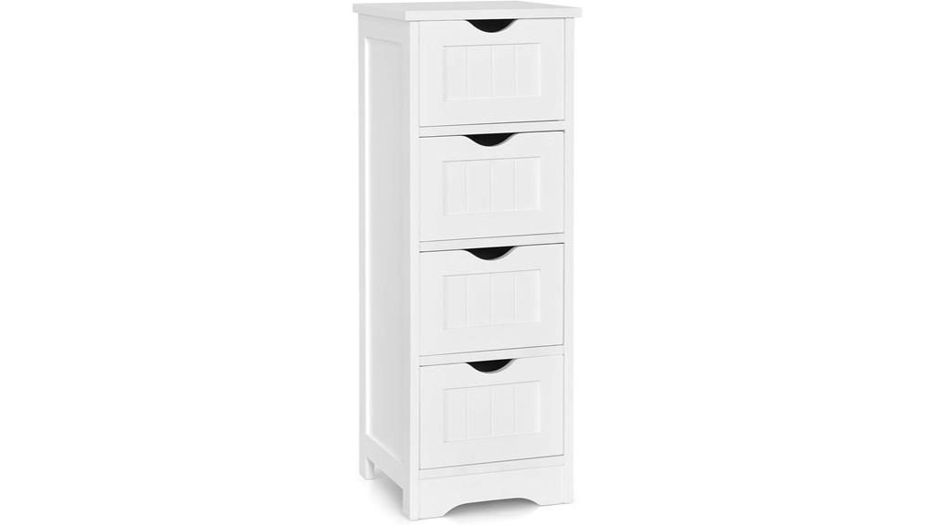 white cabinet with drawers