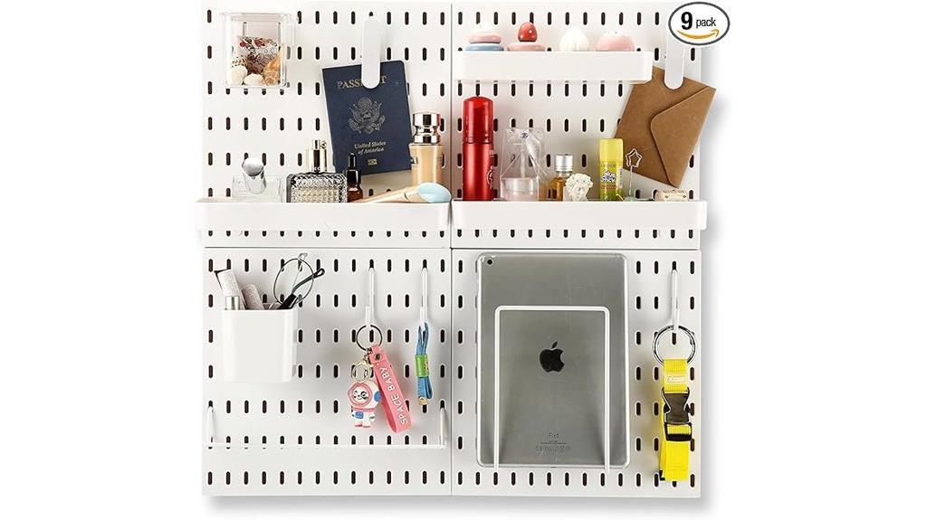 white pegboard wall organizer
