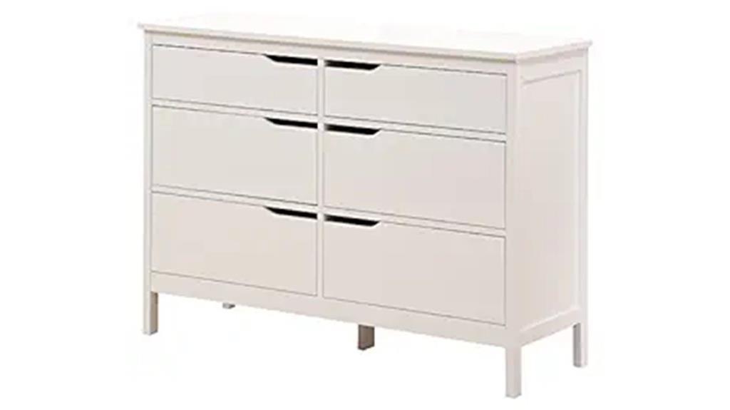 white six drawer dresser