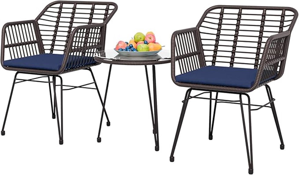 wicker patio bistro set
