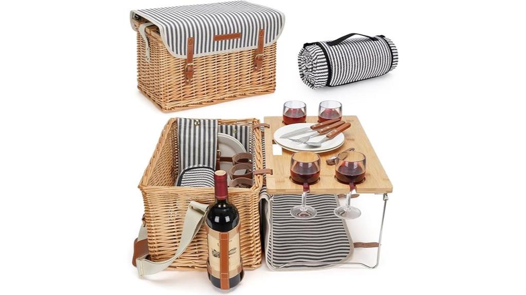wicker picnic basket set