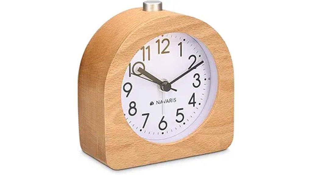 wooden analog alarm clock