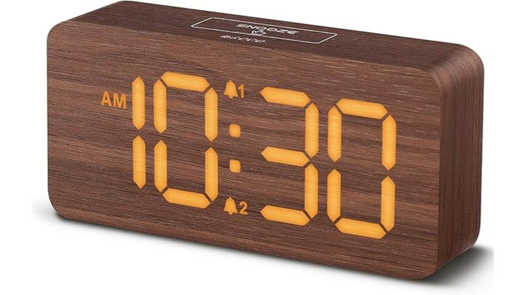 wooden digital alarm clock
