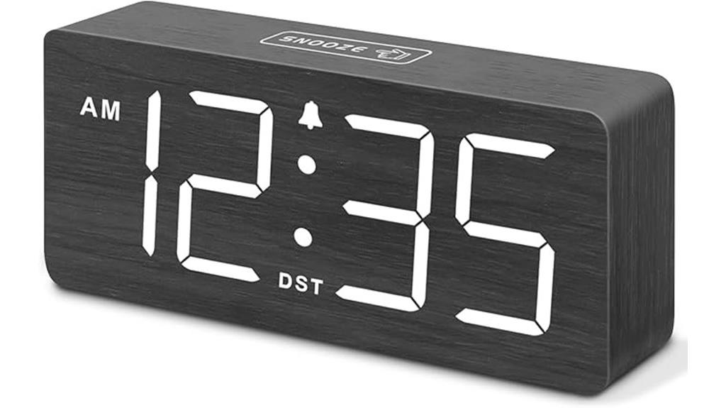 wooden digital alarm clock
