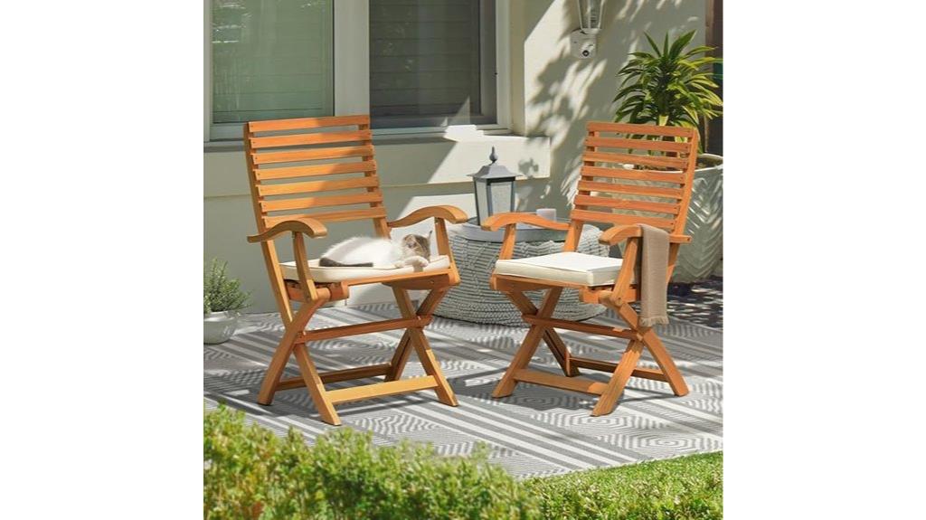 wooden folding armchairs set