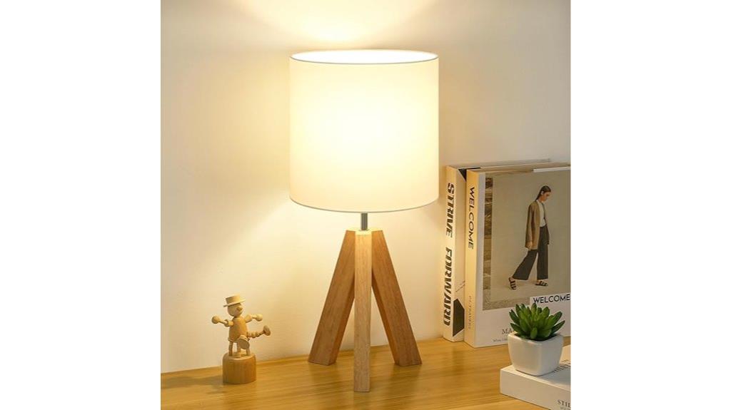 wooden tripod table lamp