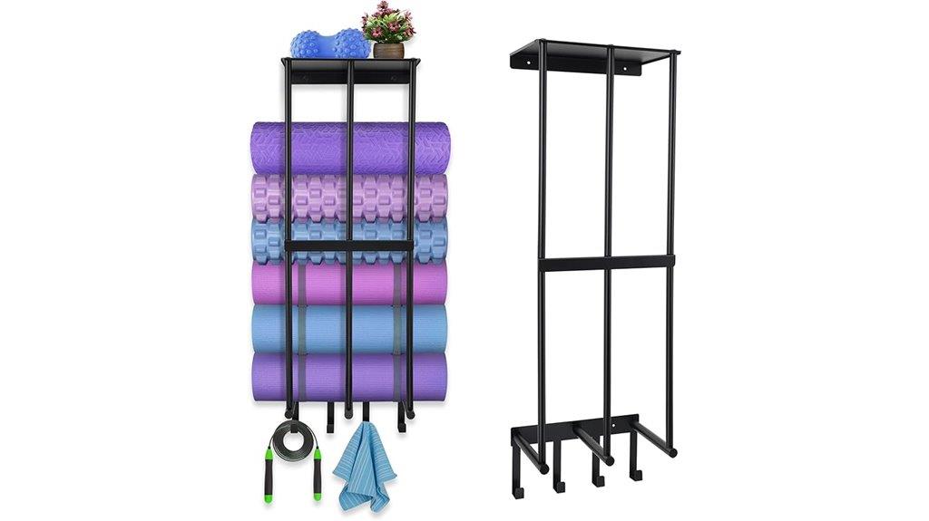 yoga mat wall organizer