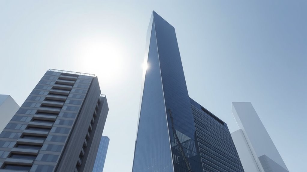 sleek sustainable urban skyscrapers