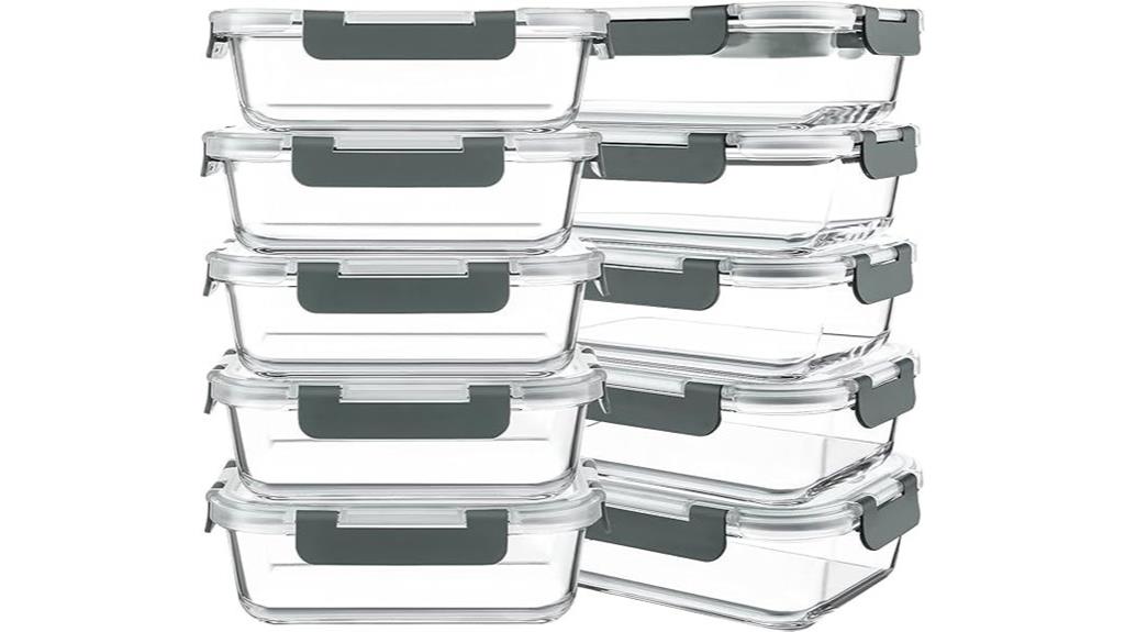 ten pack glass meal containers
