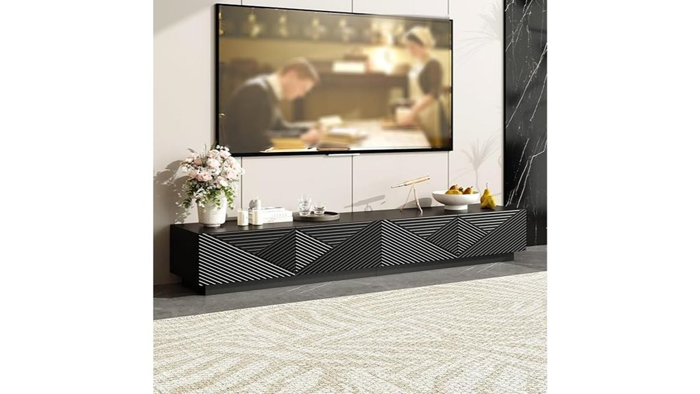 black tv stand with doors