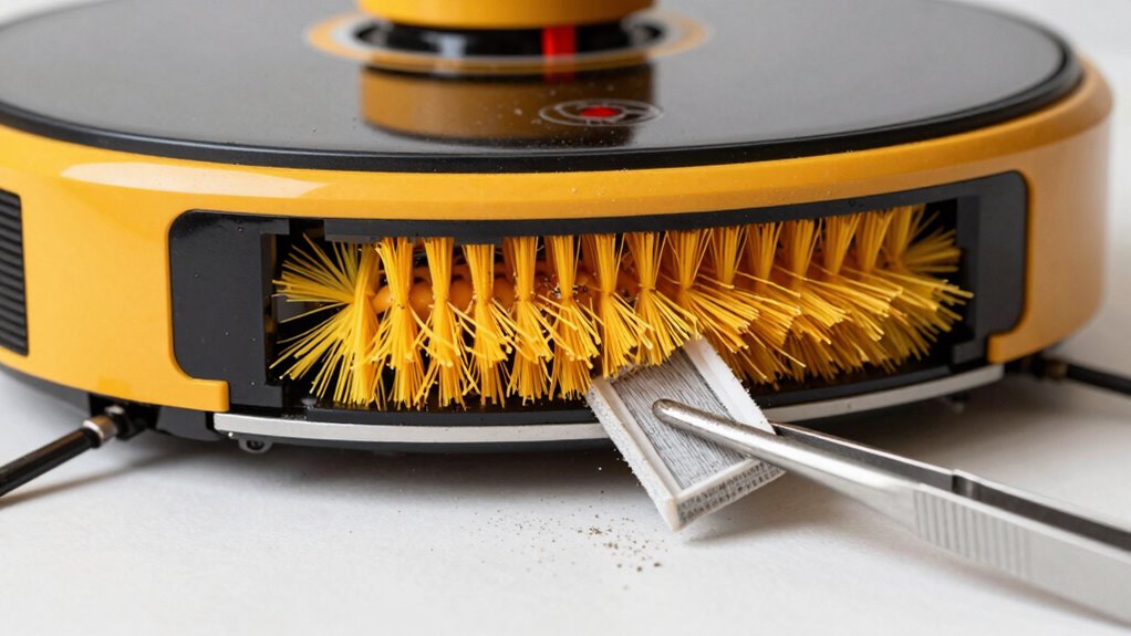 clean brushes and remove debris