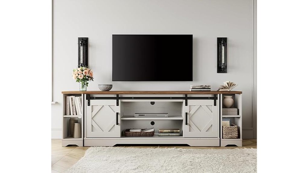 farmhouse tv stand with barn door