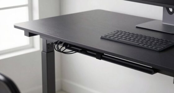 organized sit stand desk cables
