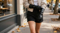 Sydney Sweeney’s Solution To This Steamy Fall Weather Is A Leather Glove-Micro Short Combo